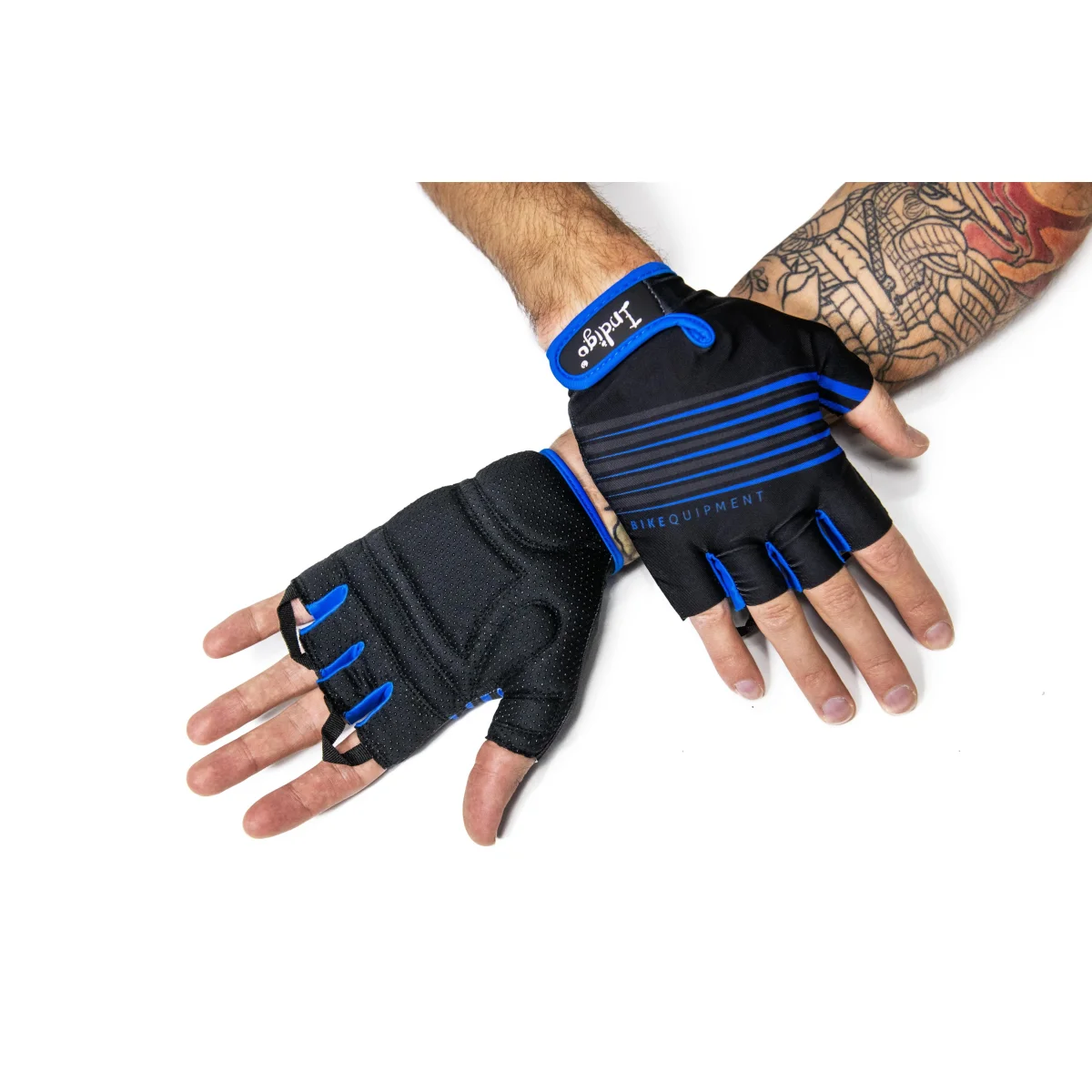 Luvas Ciclismo e Fitness Masculinas INDIGO Preto-Azul - Image 5