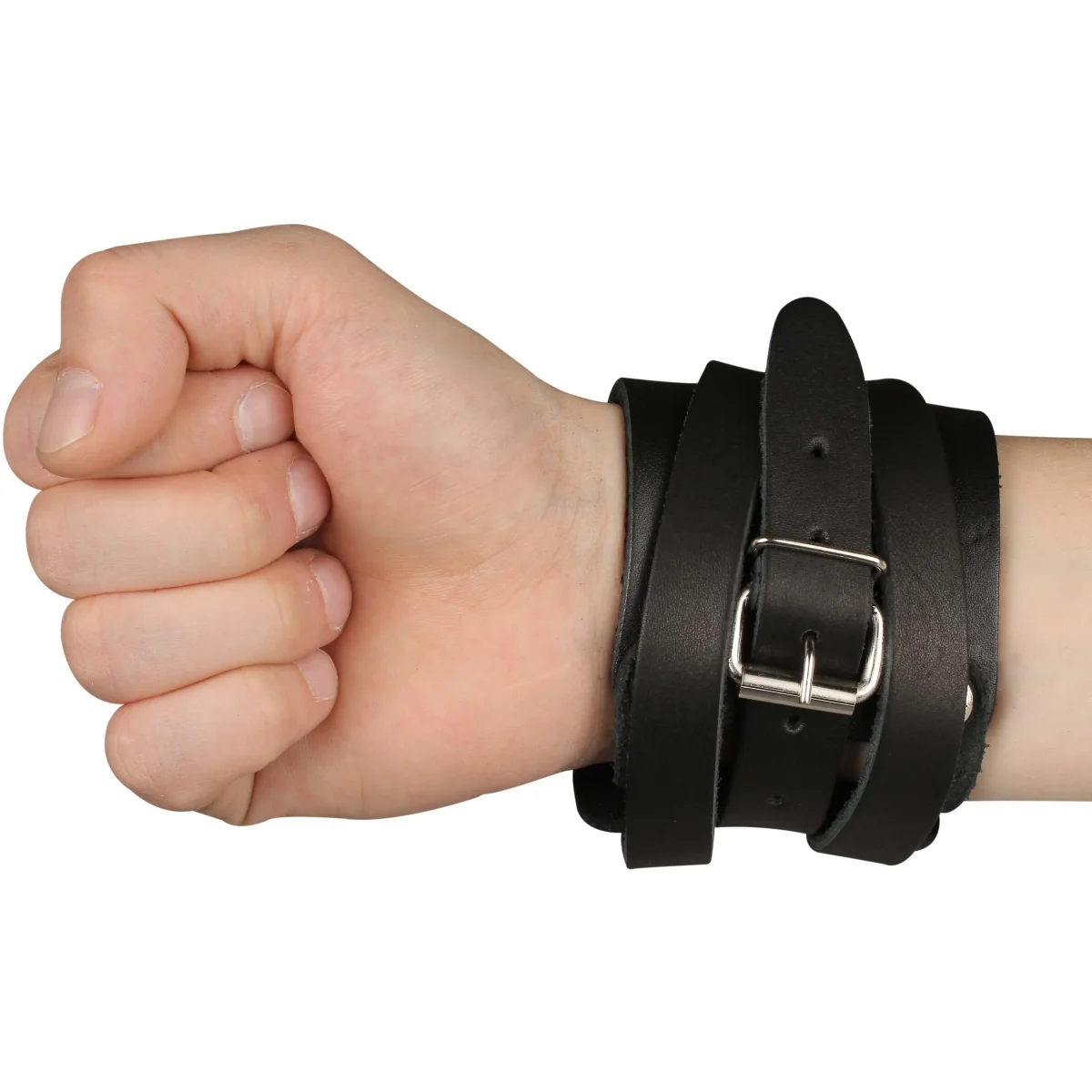 Pulseira de Couro Reforçado com Fechadura e Fivela de Metal INDIGO 1 Unidade 10*7 cm Preto - Image 3