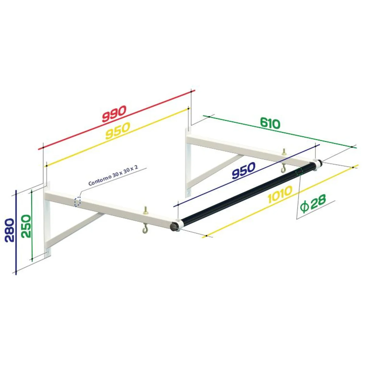 Barra de elevação de parede até 150 kg SPECTRUM SPEKTR1 101*61 cm Branco - Image 3