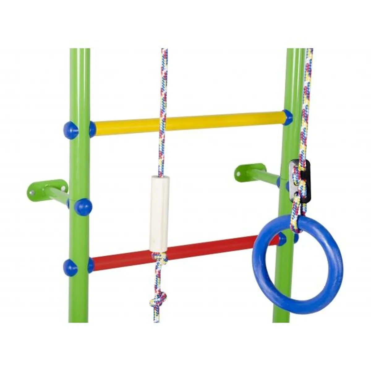 Ginásio de Parede Infantil com Encosto, Argolas e Baloiço START1 217*63*5,25 cm Azul Claro-Arco-Íris - Image 7